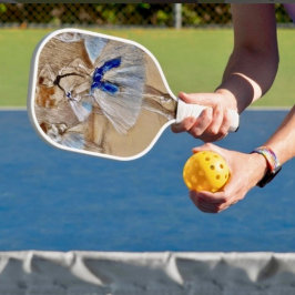 Degas danser met blauw lint pickleball paddle