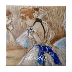 Degas danser met blauw lint tegeltje