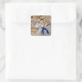 Degas danser met blauw lint vierkante sticker (Tas)