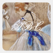 Degas danser met blauw lint vierkante sticker (Voorkant)