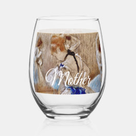 Degas-danser met blauwe lint drinkservies wijnglas zonder voet