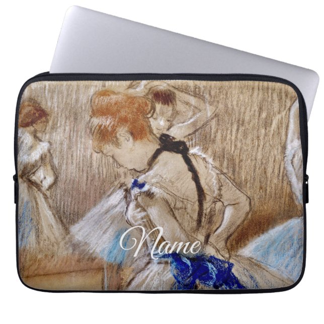 Degas-danser met blauwe lint  laptop sleeve (Voorkant)