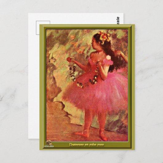 Degas - Danseres in Roze Jurk Briefkaart (Voorkant / Achterkant)