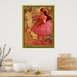 Degas - Danseres in Roze Jurk Poster