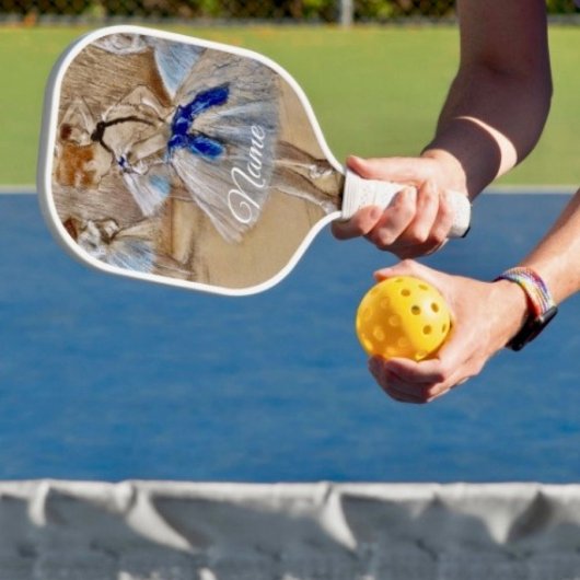 Degas-danseres met blauwe lint pickleball paddle