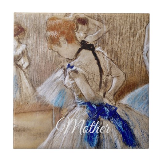 Degas-danseres met blauwe lint tegeltje (Voorkant)