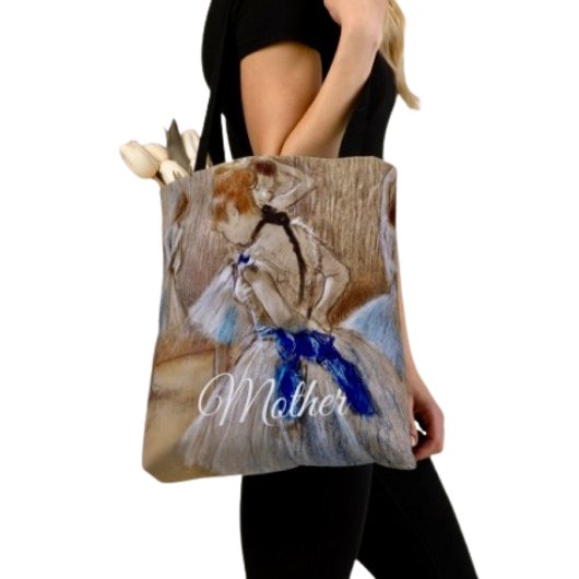 Degas-danseres met blauwe lint tote bag