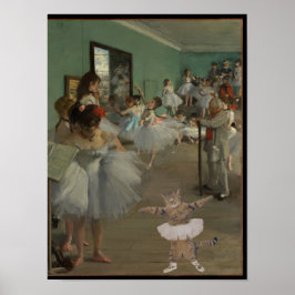 Degas' De dansklasse met balletkat Poster