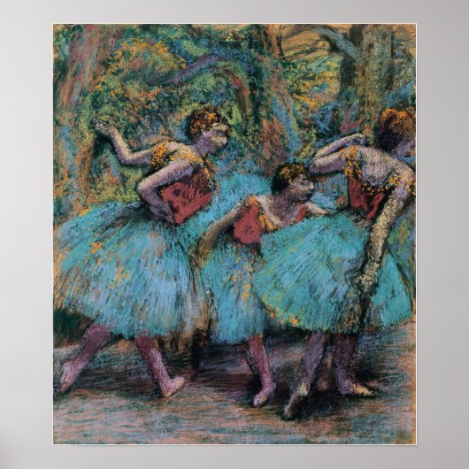 Degas - Drie dansers (Blue Tutus Red Bodices) Poster (Voorkant)