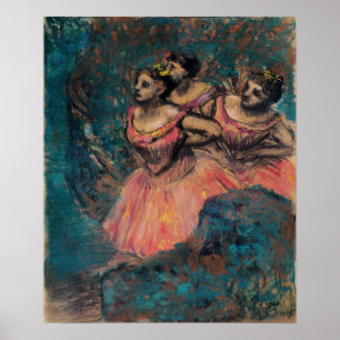Degas - Drie dansers in Rode Costume Poster