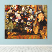 Degas - Een vrouw die naast een bundel bloemen zit Canvas Afdruk (Insitu (Houten vloer))