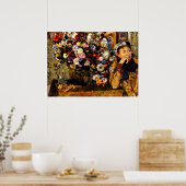 Degas - Een vrouw gezeten naast een vaas met bloem Poster (Keuken)