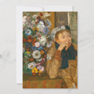 Degas Een vrouw gezeten naast een vaas met bloemen Kaart