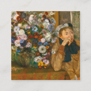 Degas Een Vrouw Zittend Naast een Vaas van Bloemen Informatiekaartje