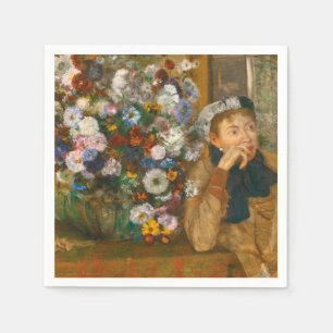 Degas Een Vrouw Zittend Naast een Vaas van Bloemen Servet