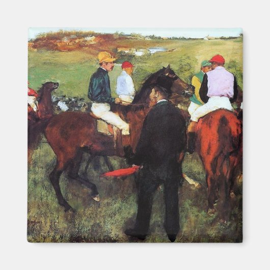Degas - Racepaarden - Impressionisme Schilderen Magneet (Voorkant)