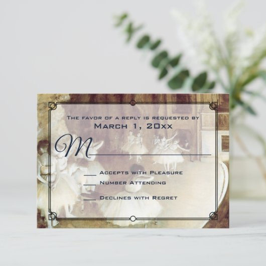 Degas' repetitie op het podium bruiloft RSVP Kaartje (Staand voorkant)