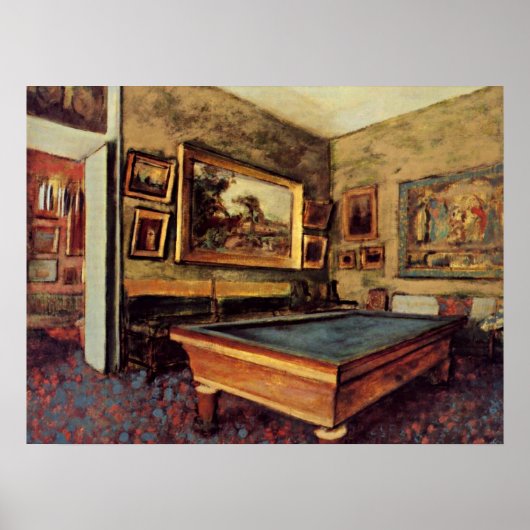 Degas - The Billiard Room, populair schilderij, Poster (Voorkant)