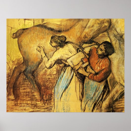 Degas - twee jurken en een paard van 1902 poster (Voorkant)