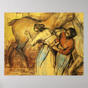 Degas - Twee Wasvrouwen En Een Paard 1902 Poster