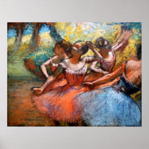 Degas - Vier Ballerinas op fase 1890 Poster