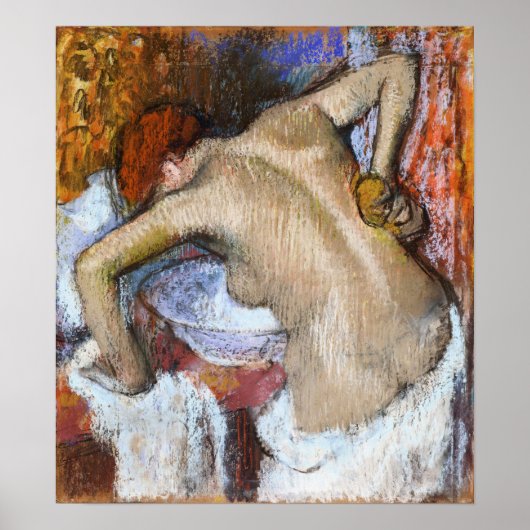 Degas - Vrouw die haar rug sponsze Poster (Voorkant)