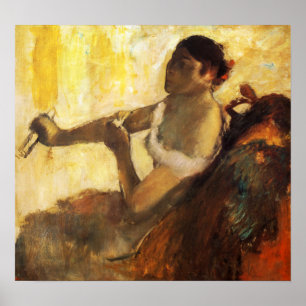 Degas - Zaaide vrouw die haar handschoen trekt 189 Poster