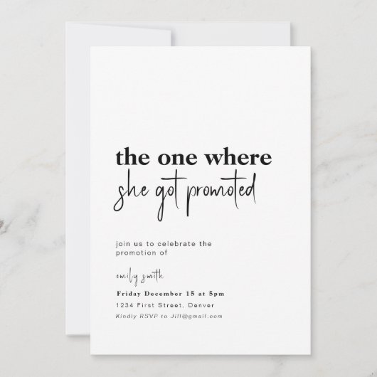 Degene waar ze promoveerde kaart (Voorkant)