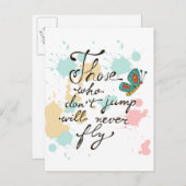 Degenen die niet springen zullen nooit vliegen briefkaart (Voorkant / Achterkant)