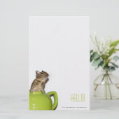 Degu in een Teapot 'Hallo' Briefpapier (Staand voorkant)