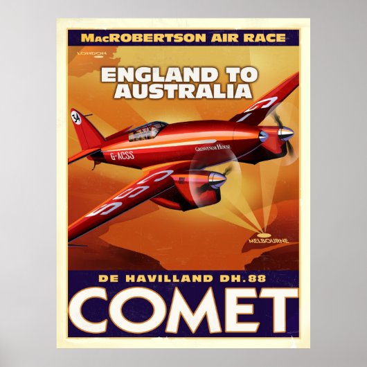 deHavelland DH88 Comet Air Racer Poster (Voorkant)
