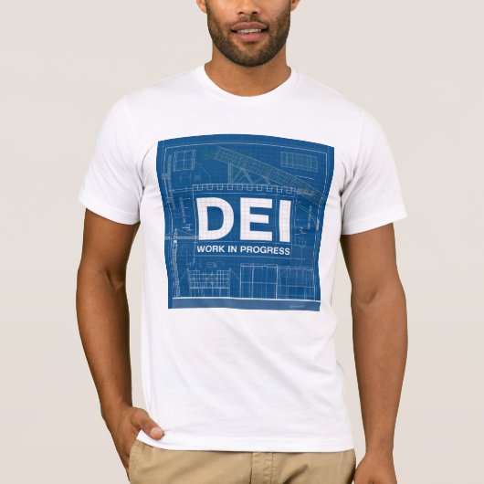 DEI Work Blauwdruk Technische tekening T-shirt (Voorkant)