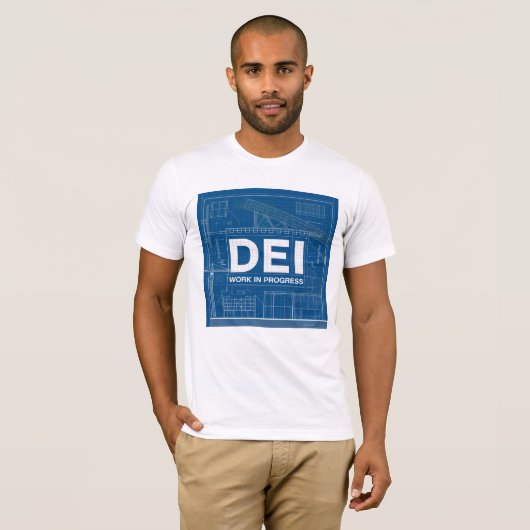 DEI Work Blauwdruk Technische tekening T-shirt (Voorkant volledig)