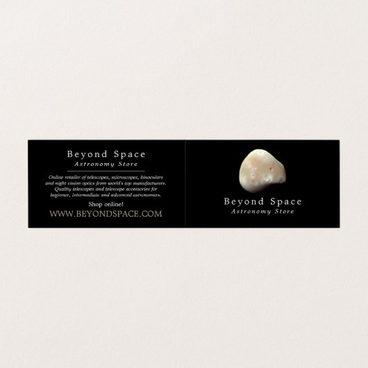 Deimos, maan van Mars, astronoom, astronomiewinkel Visitekaartje (Buitenkant ongevouwen)