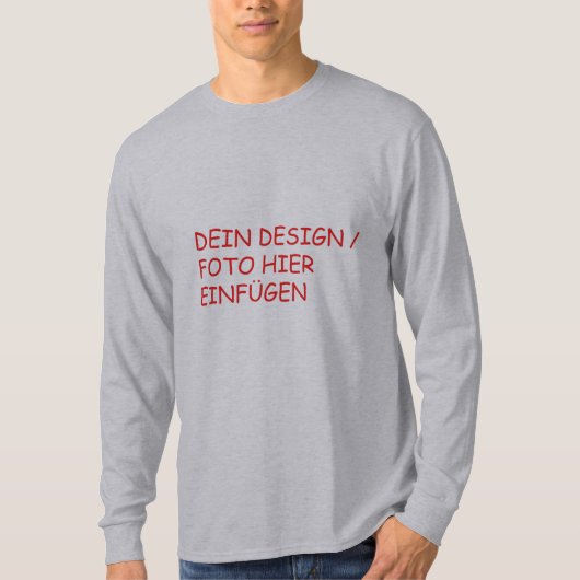 DEIN DESIGN / FOTO Herren Langarmshirt Shirt grau (Voorkant)