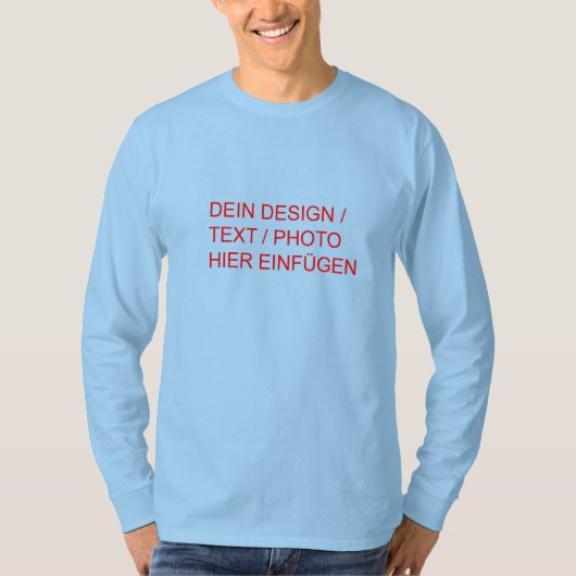 DEIN DESIGN/TEXT/FOTO Herren Langarmshirt hellblau T-shirt (Voorkant)