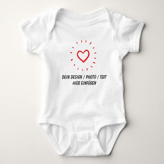 DEIN ONTWERP/TEKST/FOTO-hart, Babylichamen Romper (Voorkant)