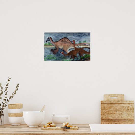 Deinocheirus en Gallimimus Print (Keuken)