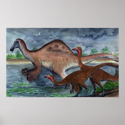 Deinocheirus en Gallimimus Print (Voorkant)