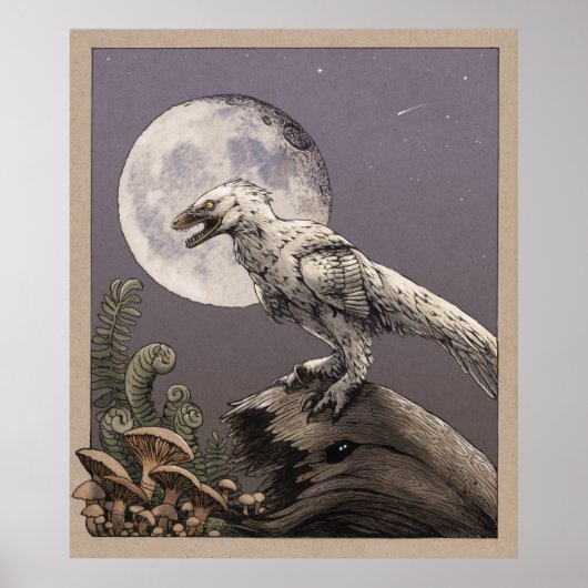 Deinonychus en de maan poster (Voorkant)