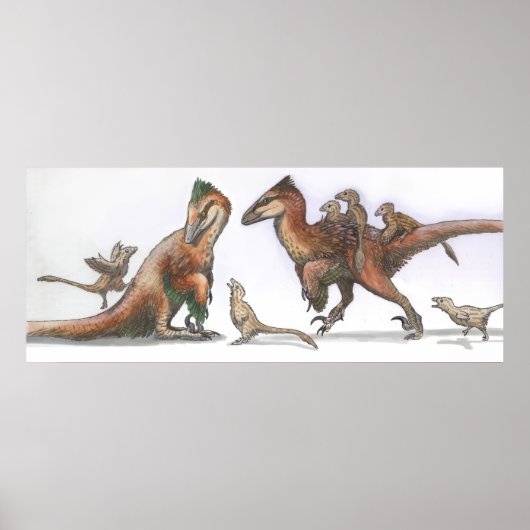 Deinonychus familie poster (Voorkant)