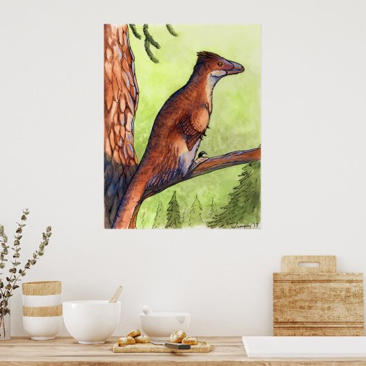 Deinonychus in een boom poster (Keuken)