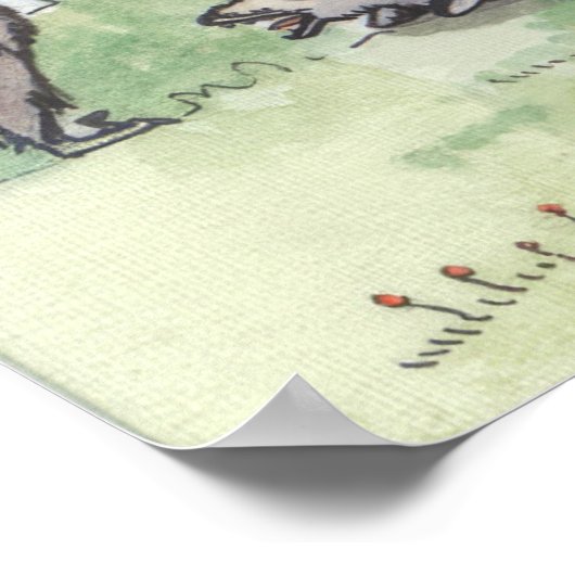 Deinonychus vader met kuikens poster (Hoek)