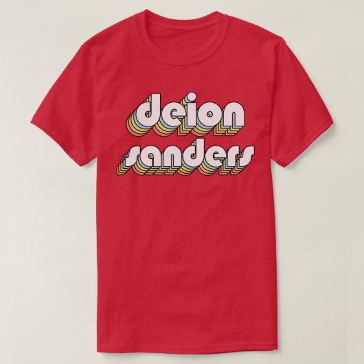 Deion Sanders Retro Rainbow Typography Vervaagde s T-shirt (Design voorkant)