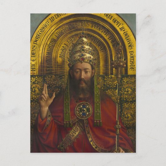 Deity Enthroned, Christus, het Gent Altarpart Briefkaart (Voorkant)