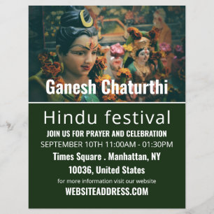 Deity God Statue, Hindu Event Adverteren Flyer