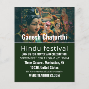 Deity God Statue, Hindu Event Adverteren Flyer