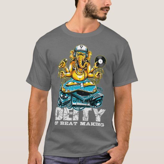 Deity of Beat Making Ganesha DJ Platenspeler Music T-shirt (Voorkant)