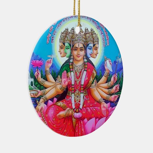 Deity van Gayatri Devi van de godin Keramisch Ornament (Rechts)