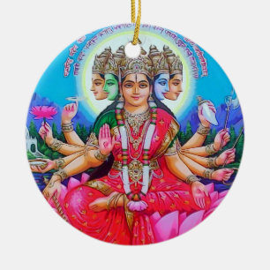 Deity van Gayatri Devi van de godin Keramisch Ornament